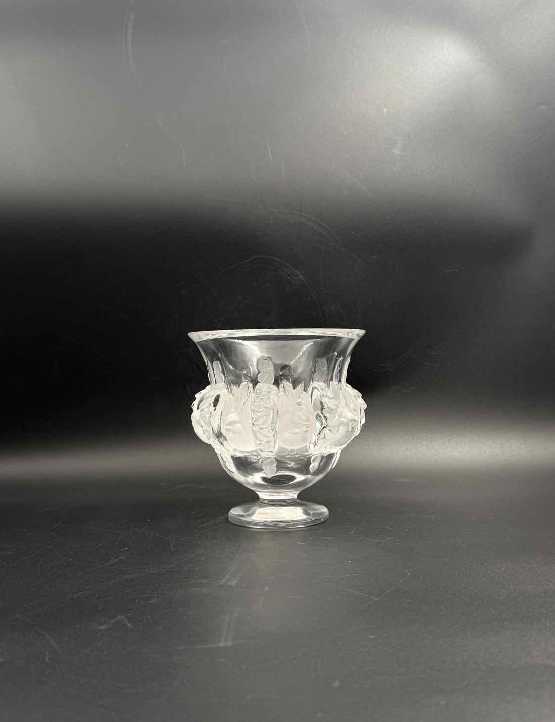 Lalique Dampierre Crystal Vase with Etched Birds France
