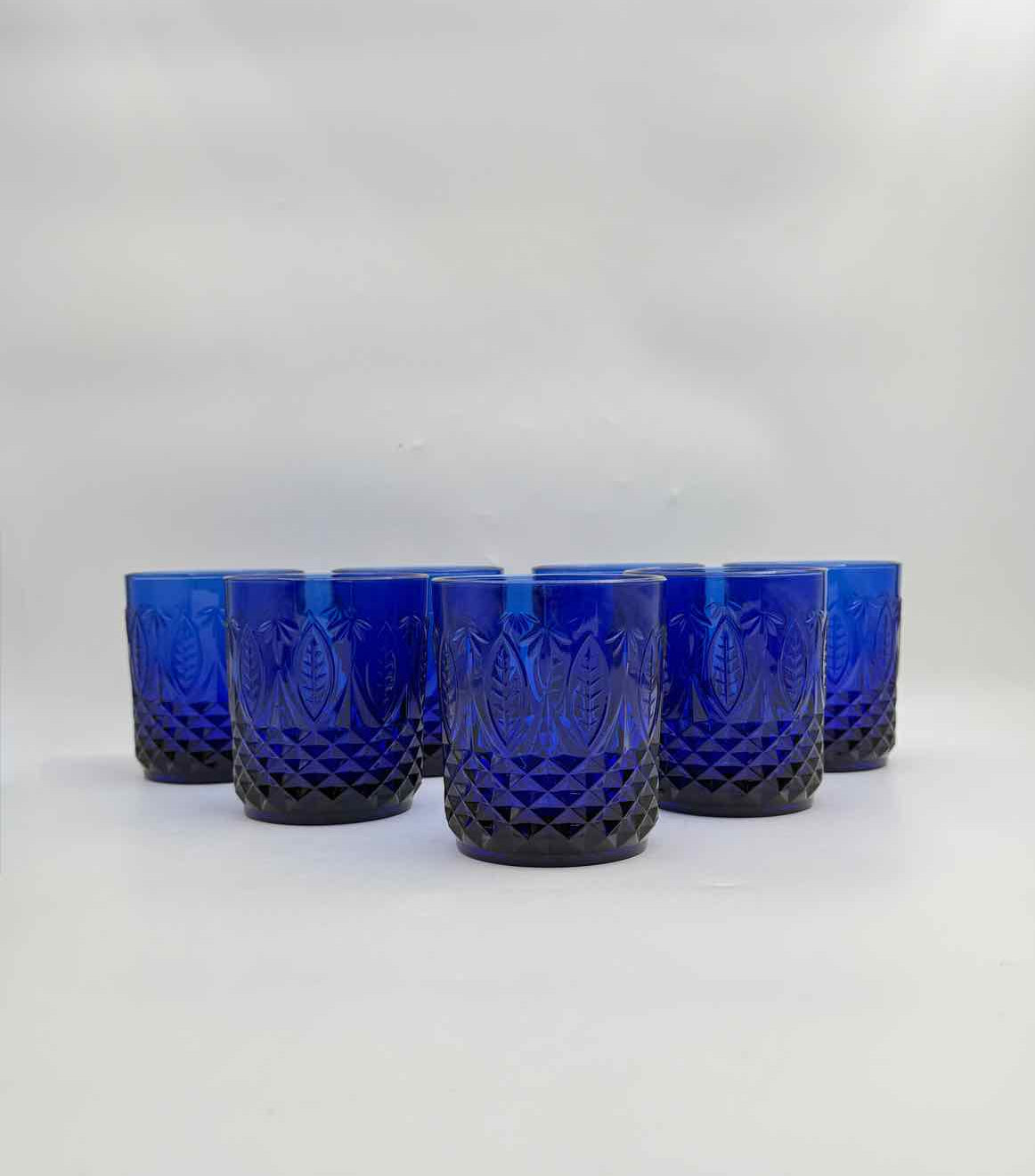 Avon Royal Sapphire Cobalt Blue Old Fashion Cocktail Glasses Set