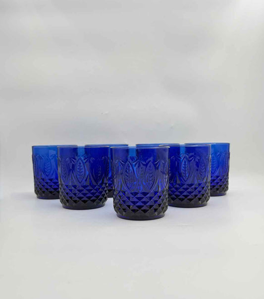Avon Royal Sapphire Cobalt Blue Old Fashion Cocktail Glasses Set