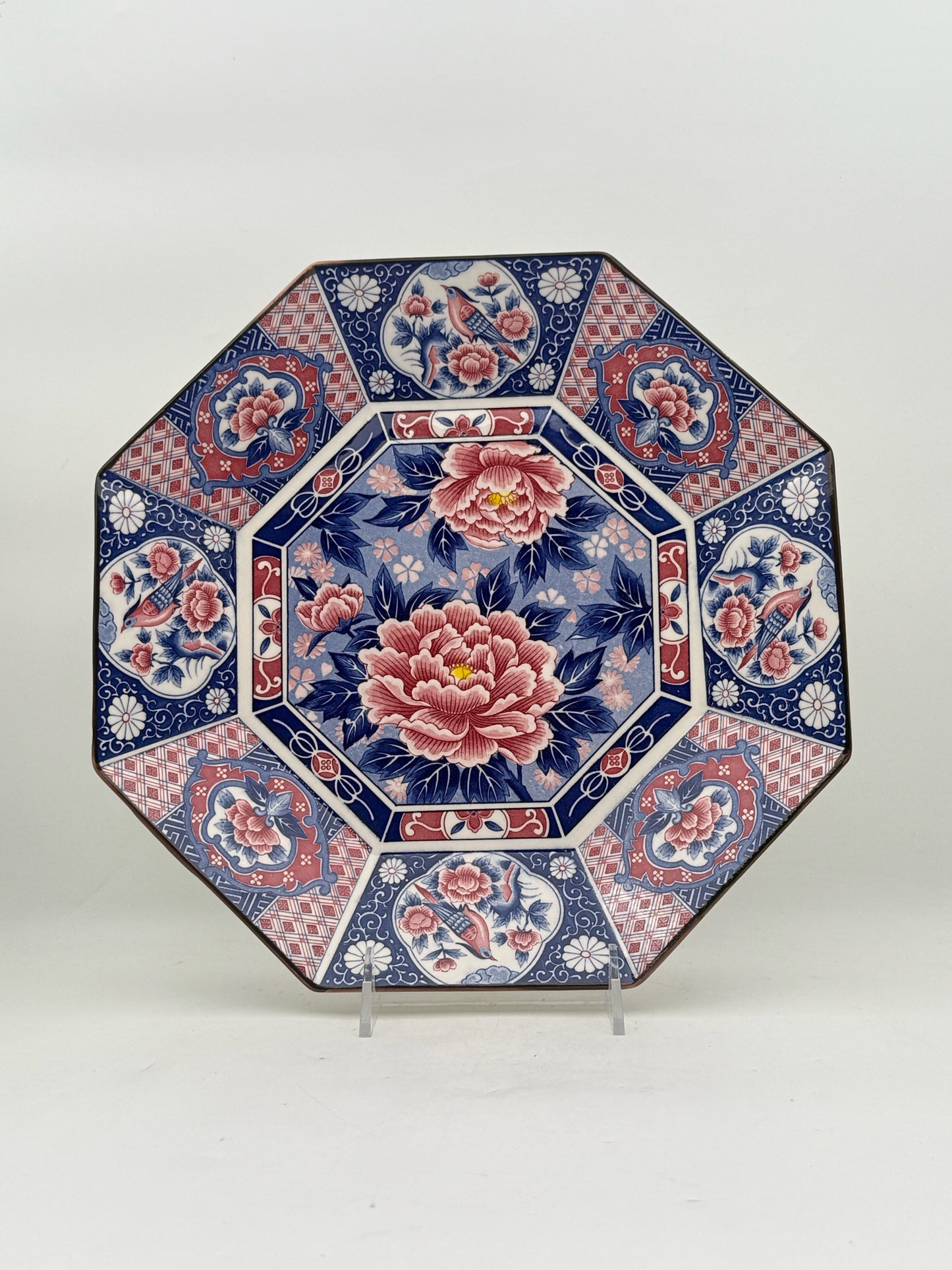 Octagonal Peony And Bird Platter
