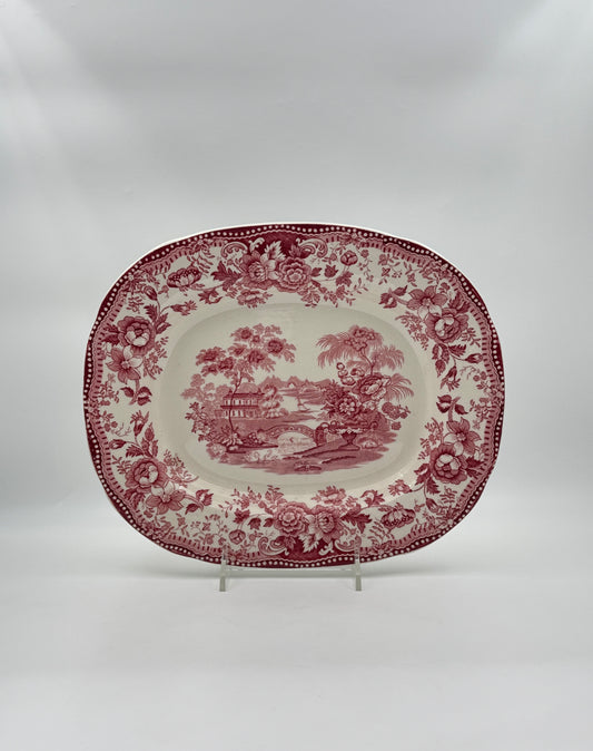 Royal Staffordshire Transferware Platter – “Tonquin” by Clarice Cliff, Red & White, c.1950