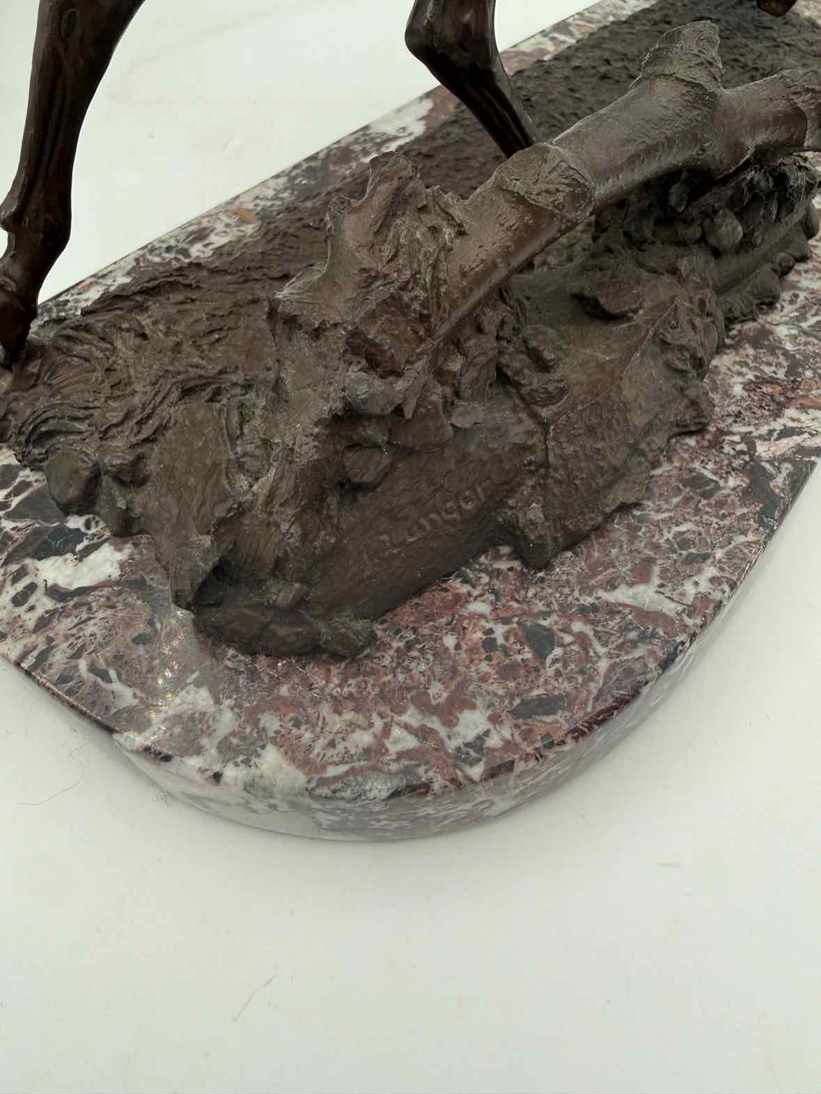 Jane Lunger Signed Bronze Horse On Marble Pedestal