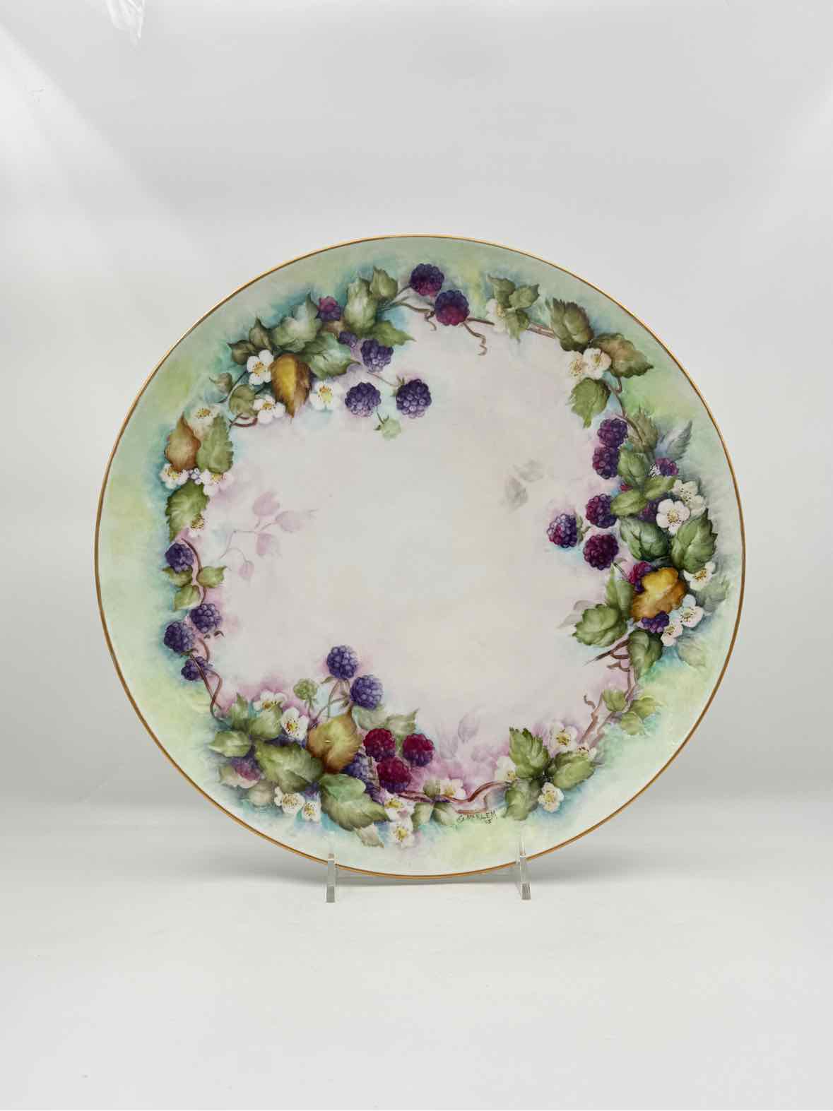 Vintage Hutschenreuther Hand Painted Blackberry Platter Server Germany