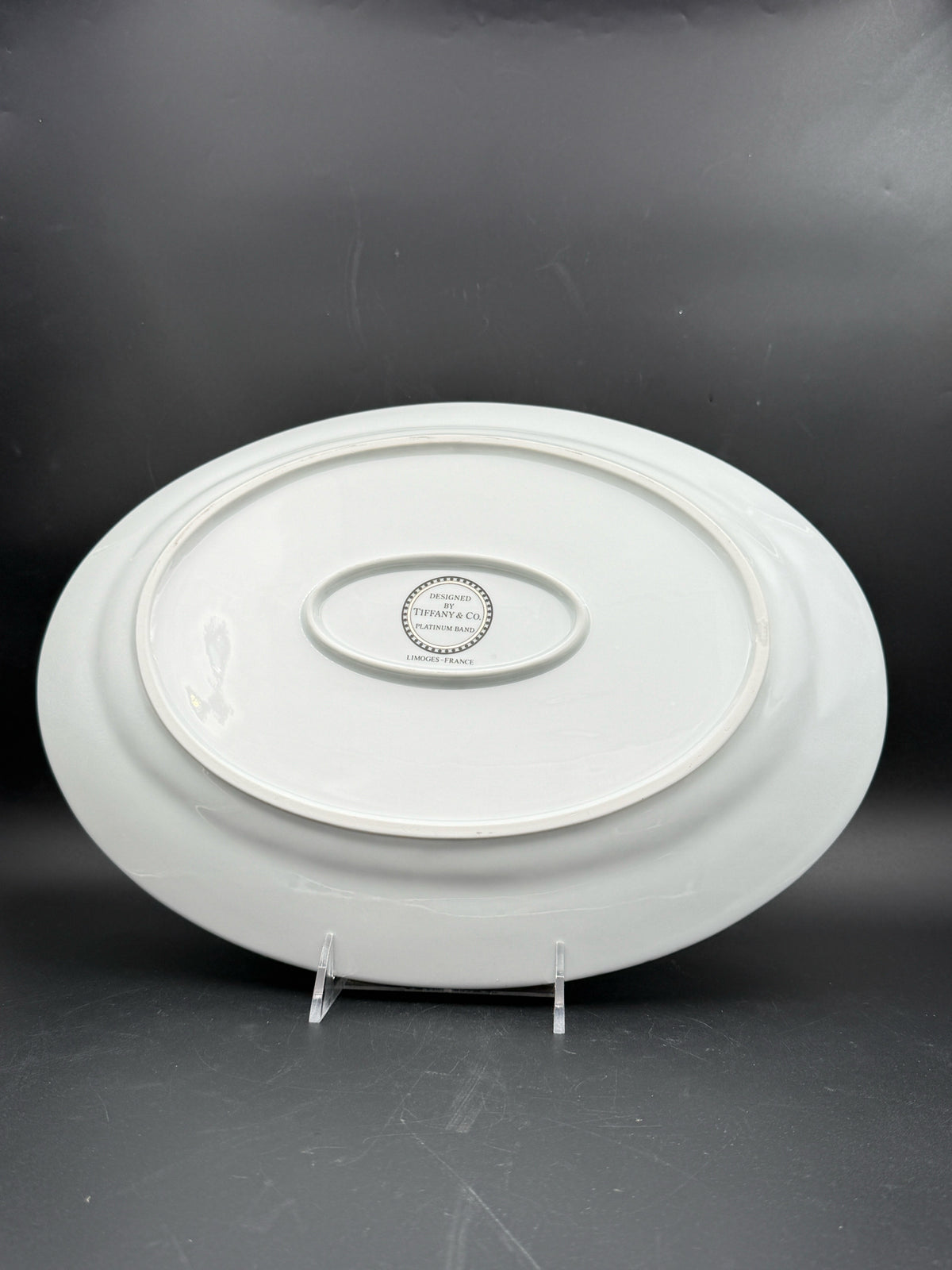 Tiffany  & Co "Platinum Band" Oval  Platter With Box