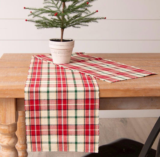 Red Christmas Plaid Table Runner