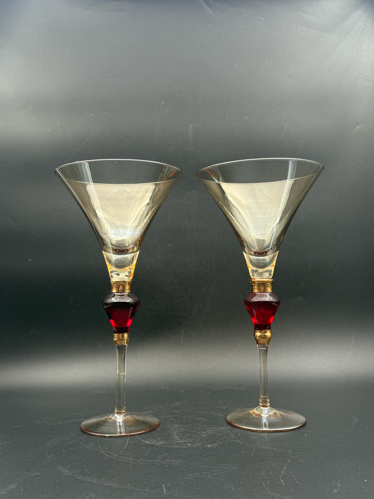 Amber Luster Pair Of Martini Glasses
