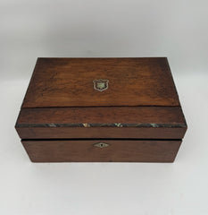 Antique Victorian Wood Inlay  Travel Writing Box/Desk