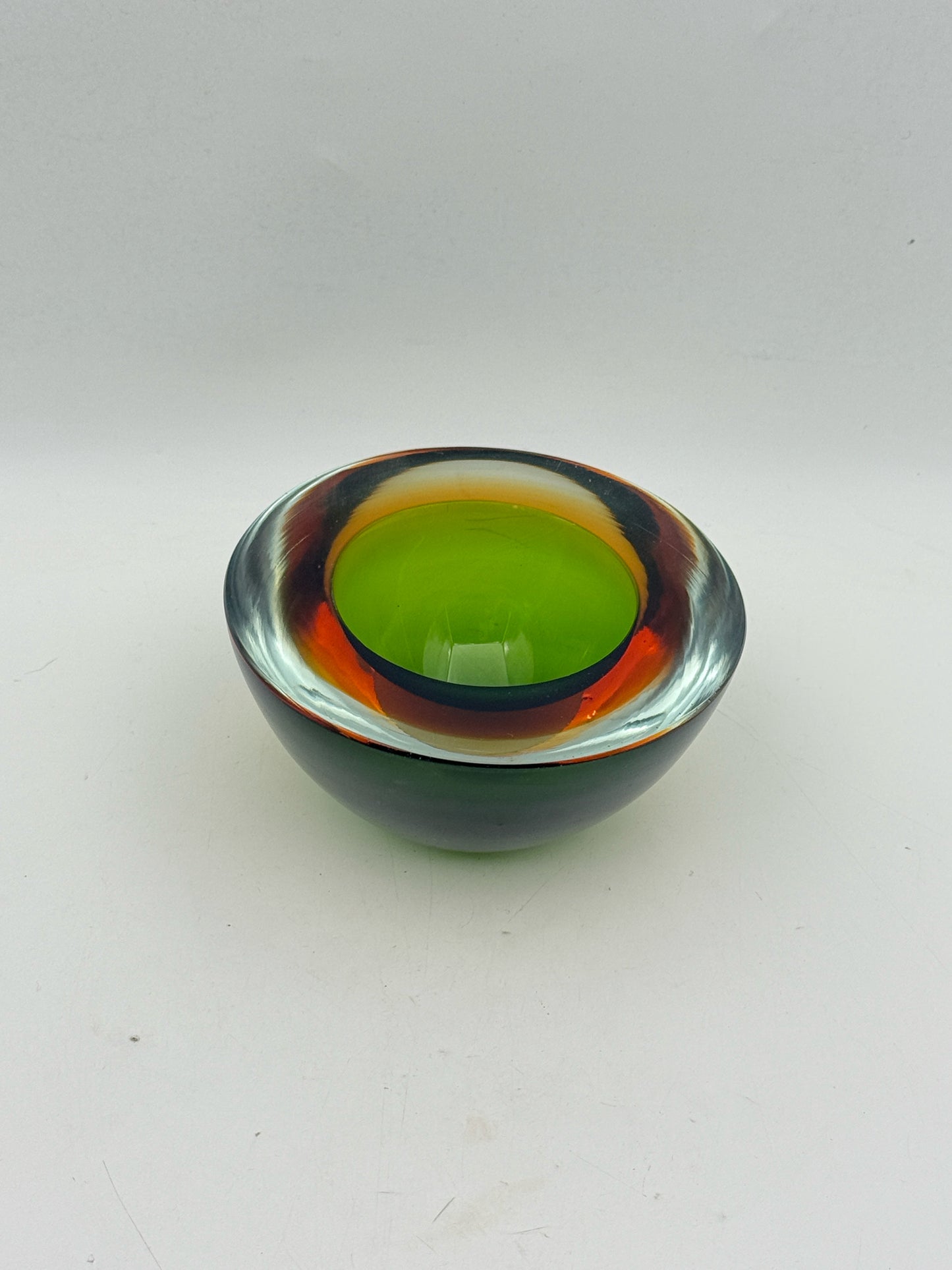 Murano Green And Orange Bowl