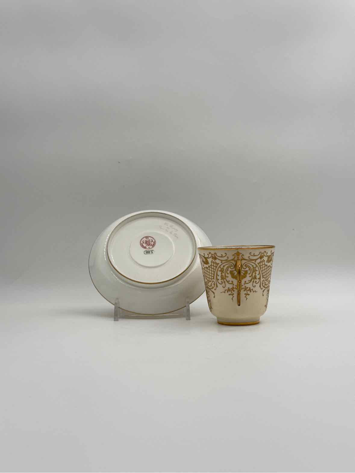 Antique 1900 Sevres Lovers Series Set Of Five Handpainted Teacups And Saucers