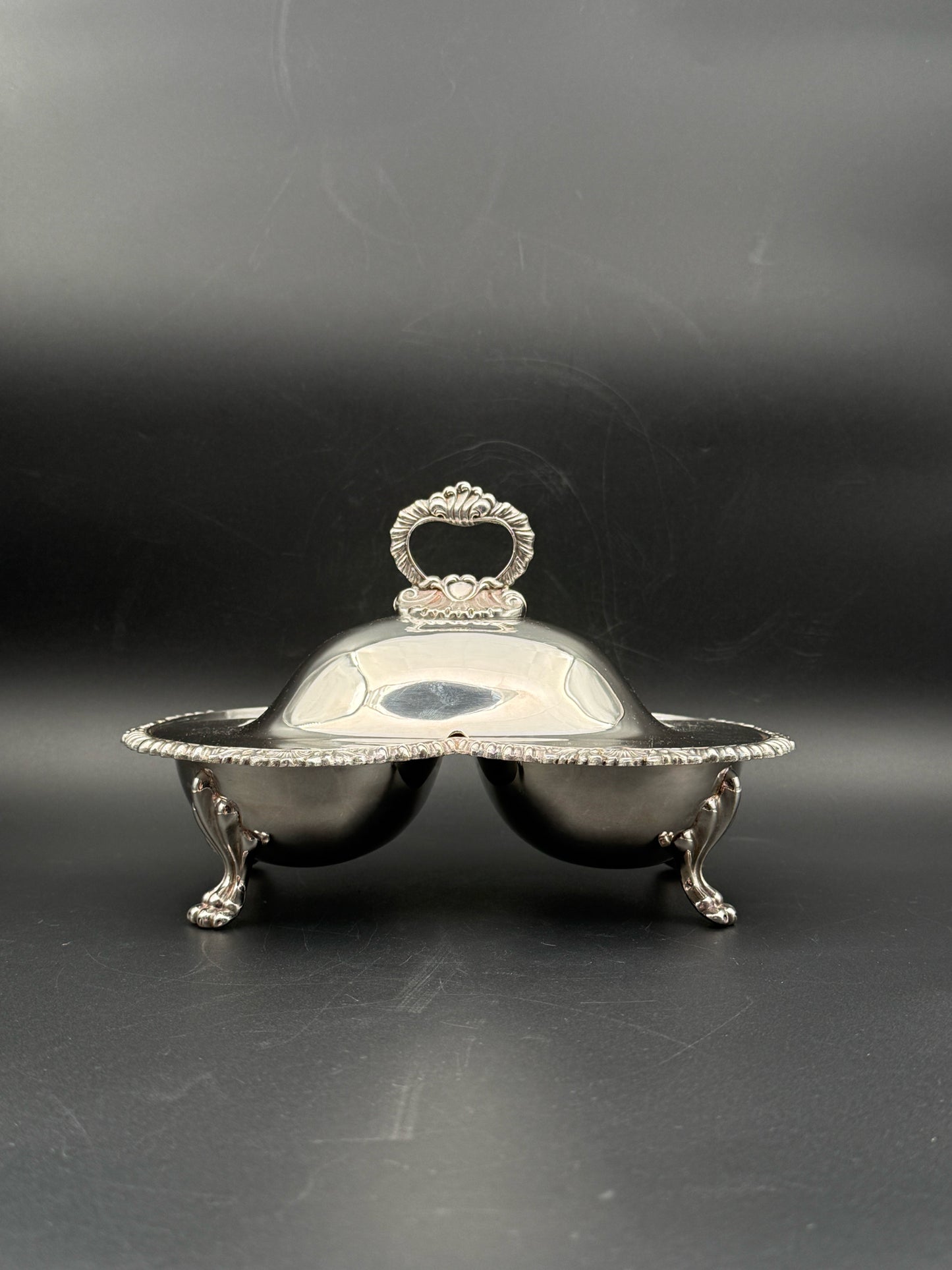 Victorian Style Silverplate Footed Dual Server