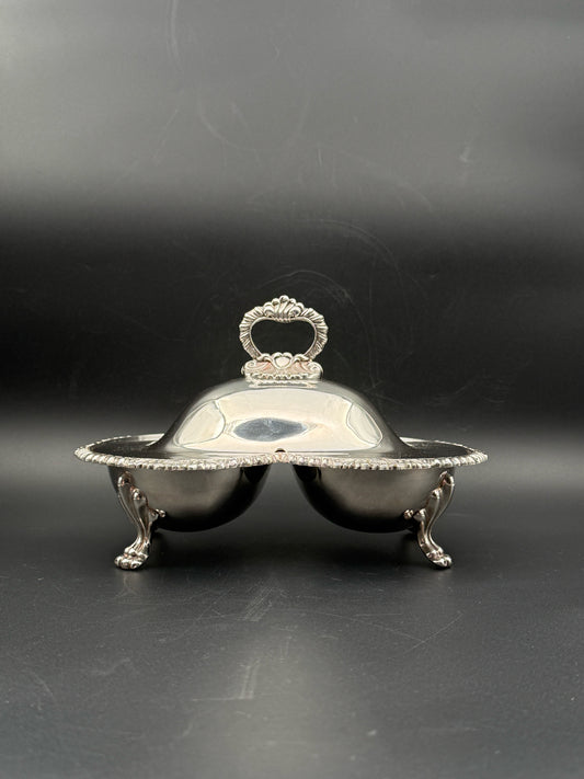 Victorian Style Silverplate Footed Dual Server