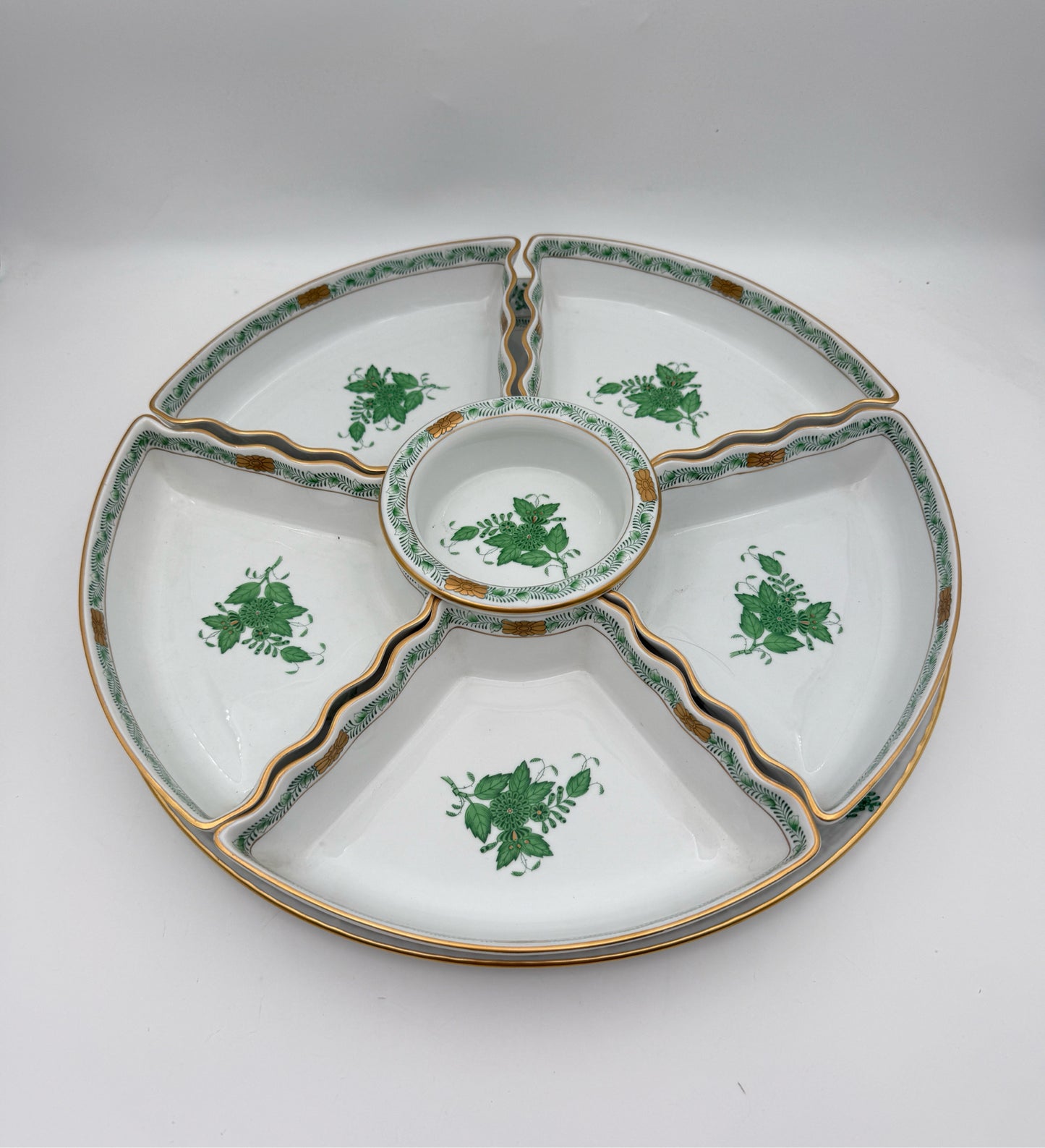 Herend Chinese Bouquet 7 Piece Hor D'oeurve Set
