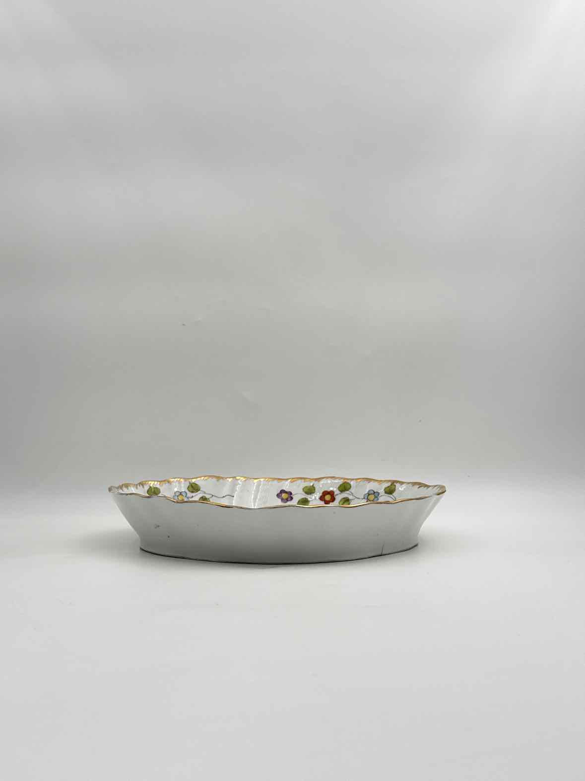 Antique 19th Century Herons And Swans Scene Handpainted Bowl