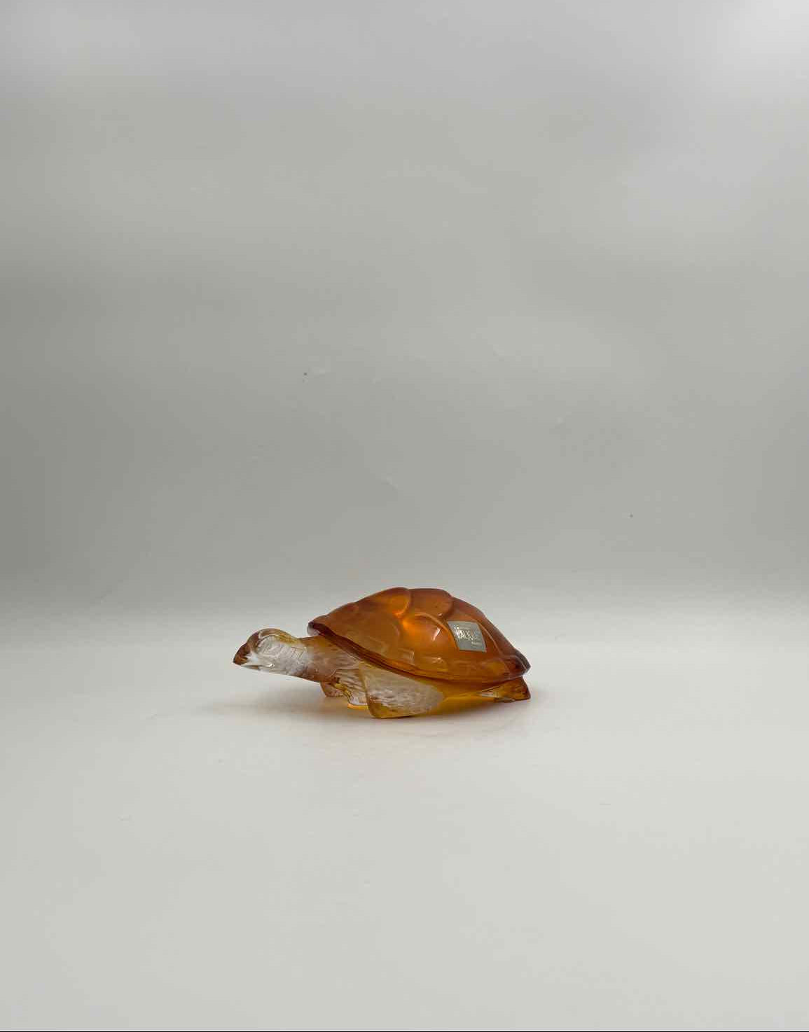 Lalique Caroline Amber Glass Turtle Figurine France Crystal Decor