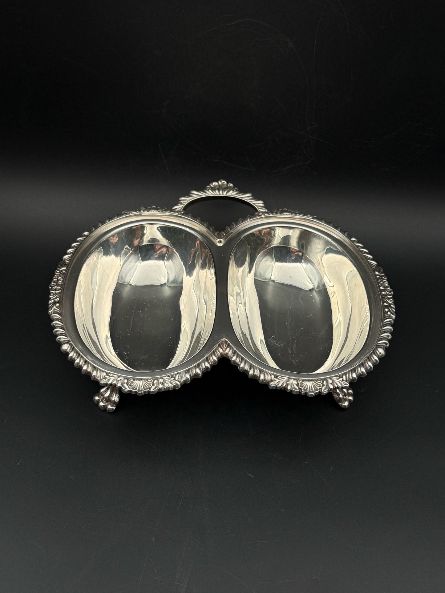Victorian Style Silverplate Footed Dual Server