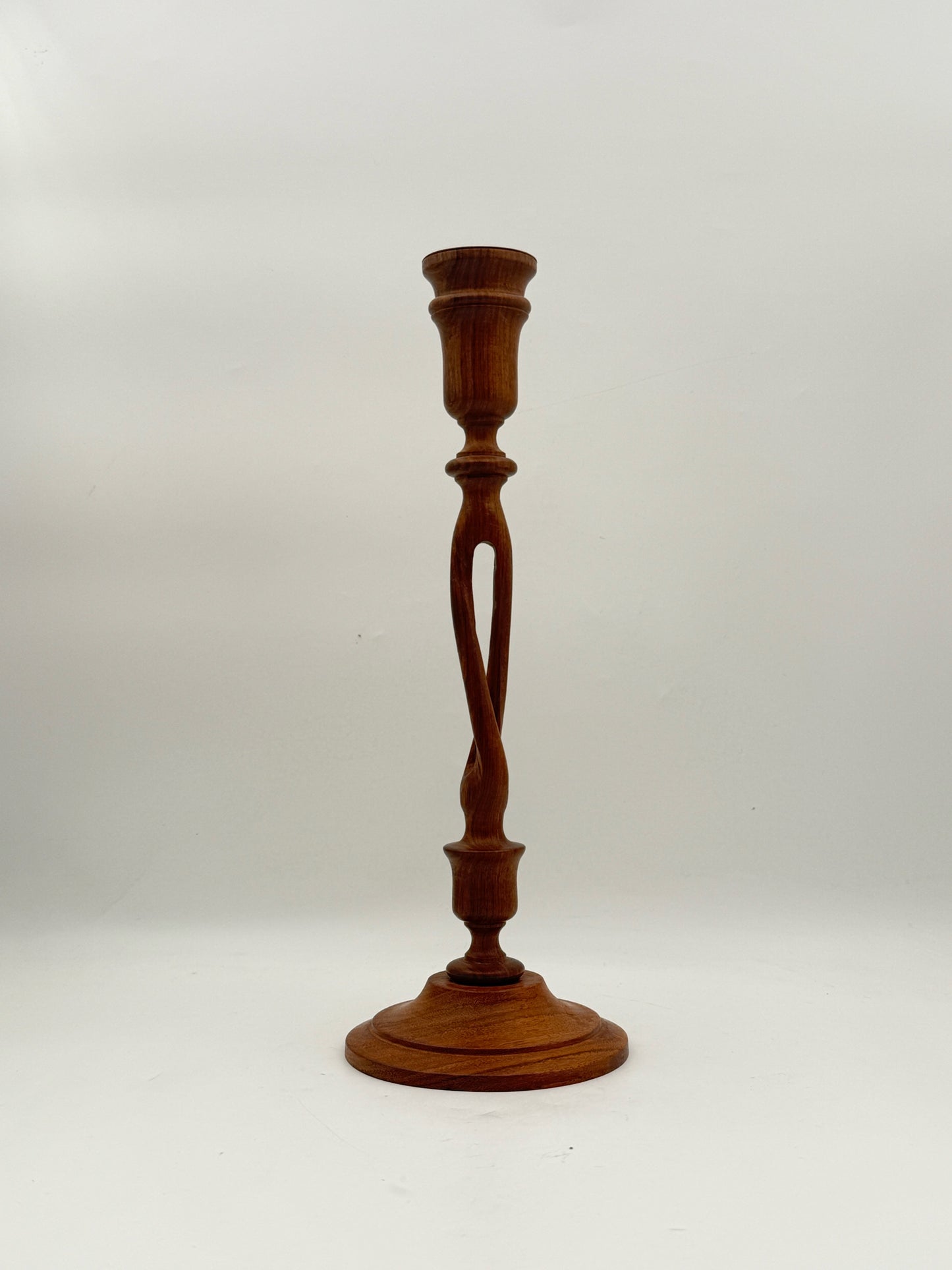 Carved Pair Of Wood Candlesticks
