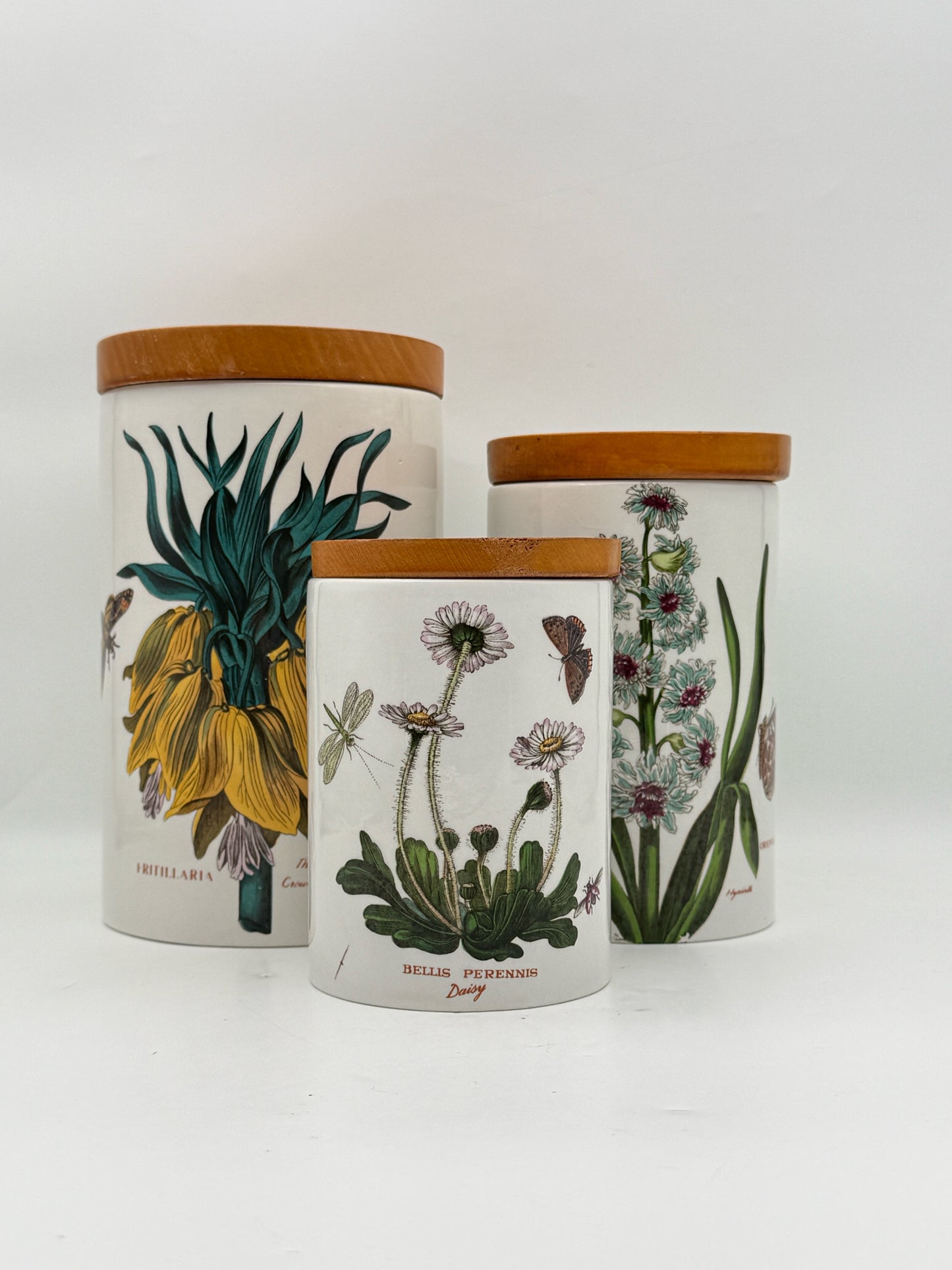 Set Of 3 Portmeirion Flower Canisters Made In England