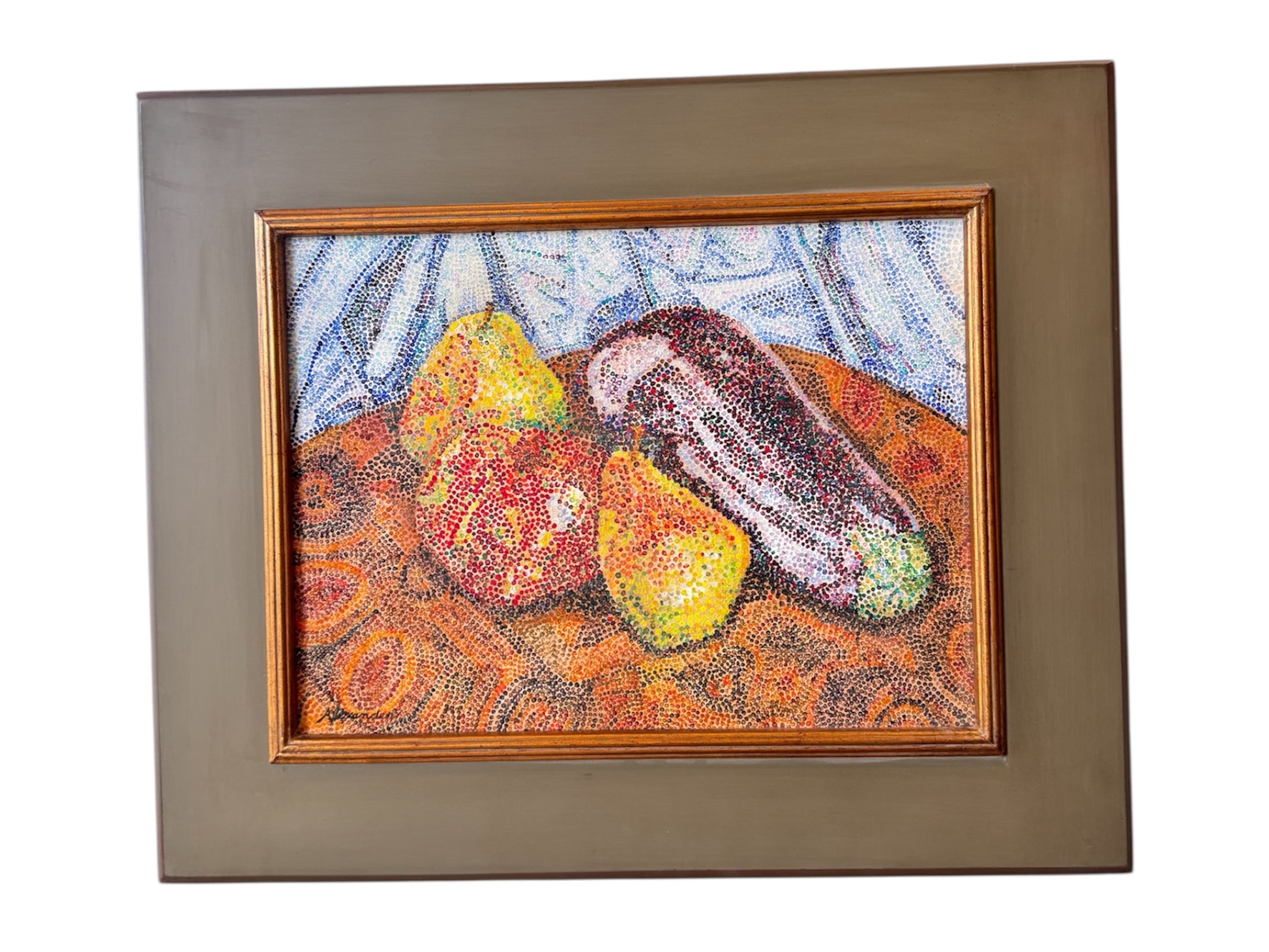 Original Pointillism Painting on Board by Tricia Alexander Artist