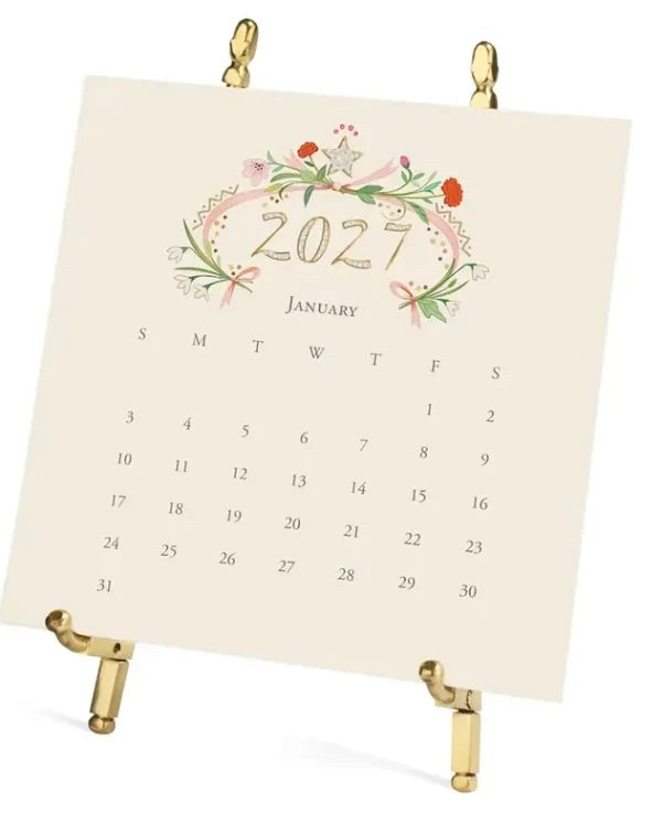 Karen Adams 2027 Classic Desk Calendar - Gold Easel