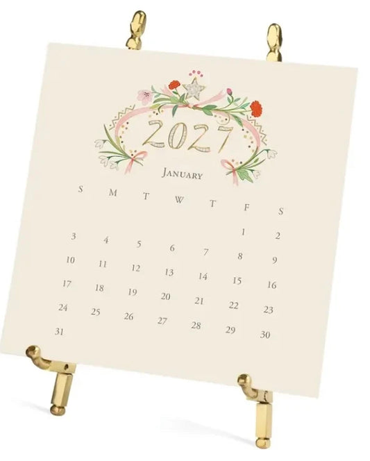 Karen Adams 2027 Classic Desk Calendar - Gold Easel