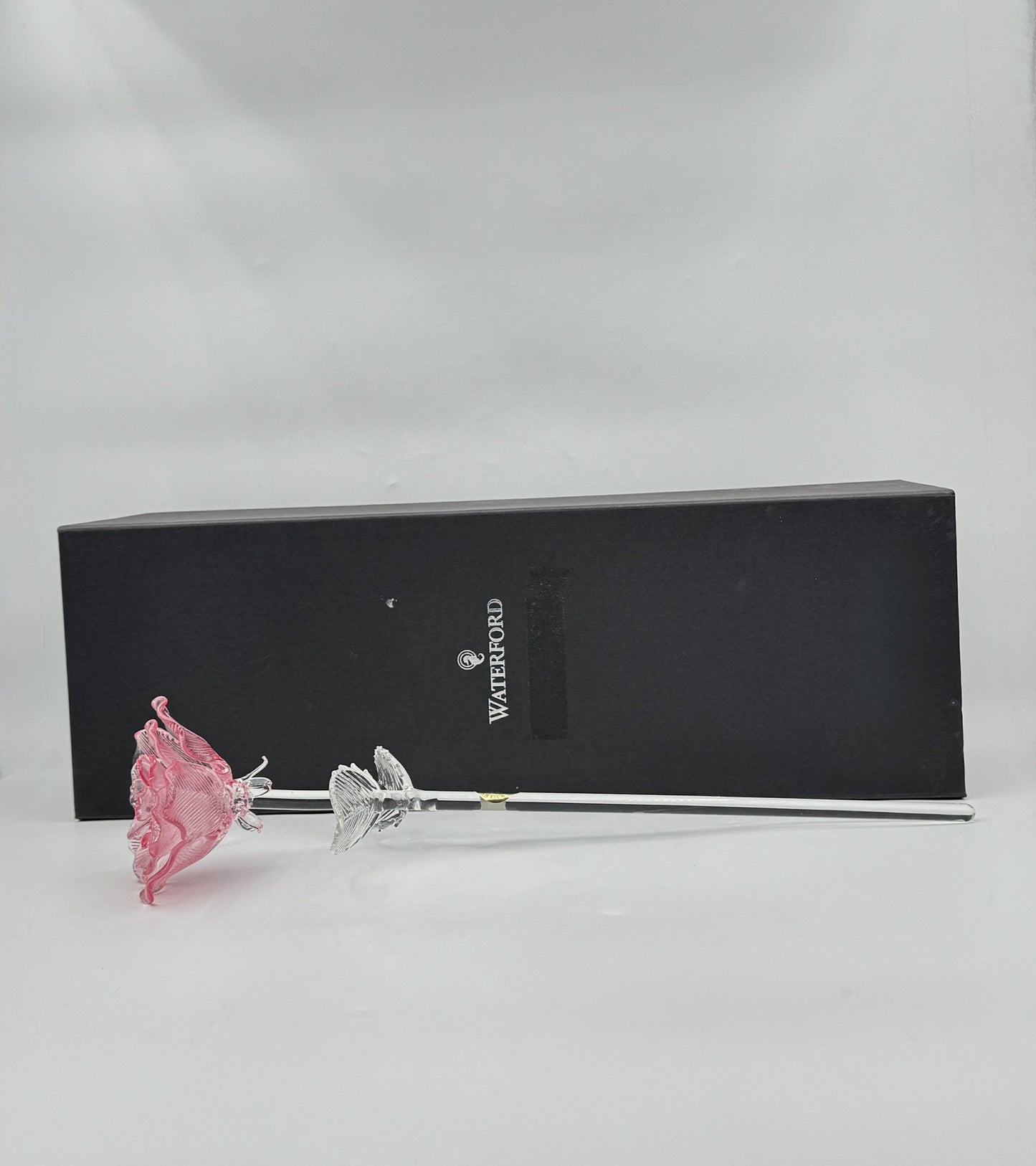 Waterford Crystal Pink Rose Figurine – Irish Glass with Original Box