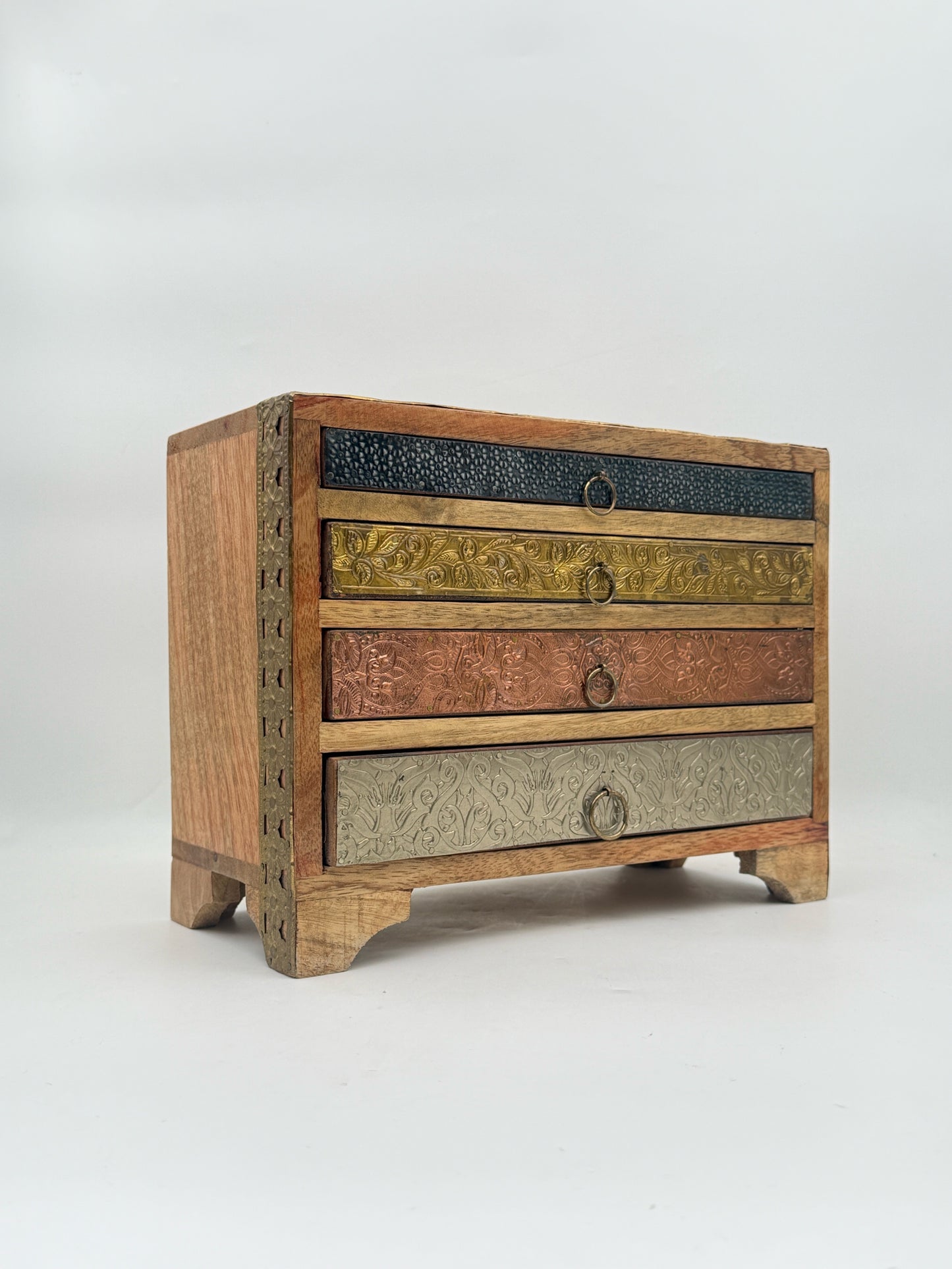 Boho Mixed Metal Trinket Jewelry Box