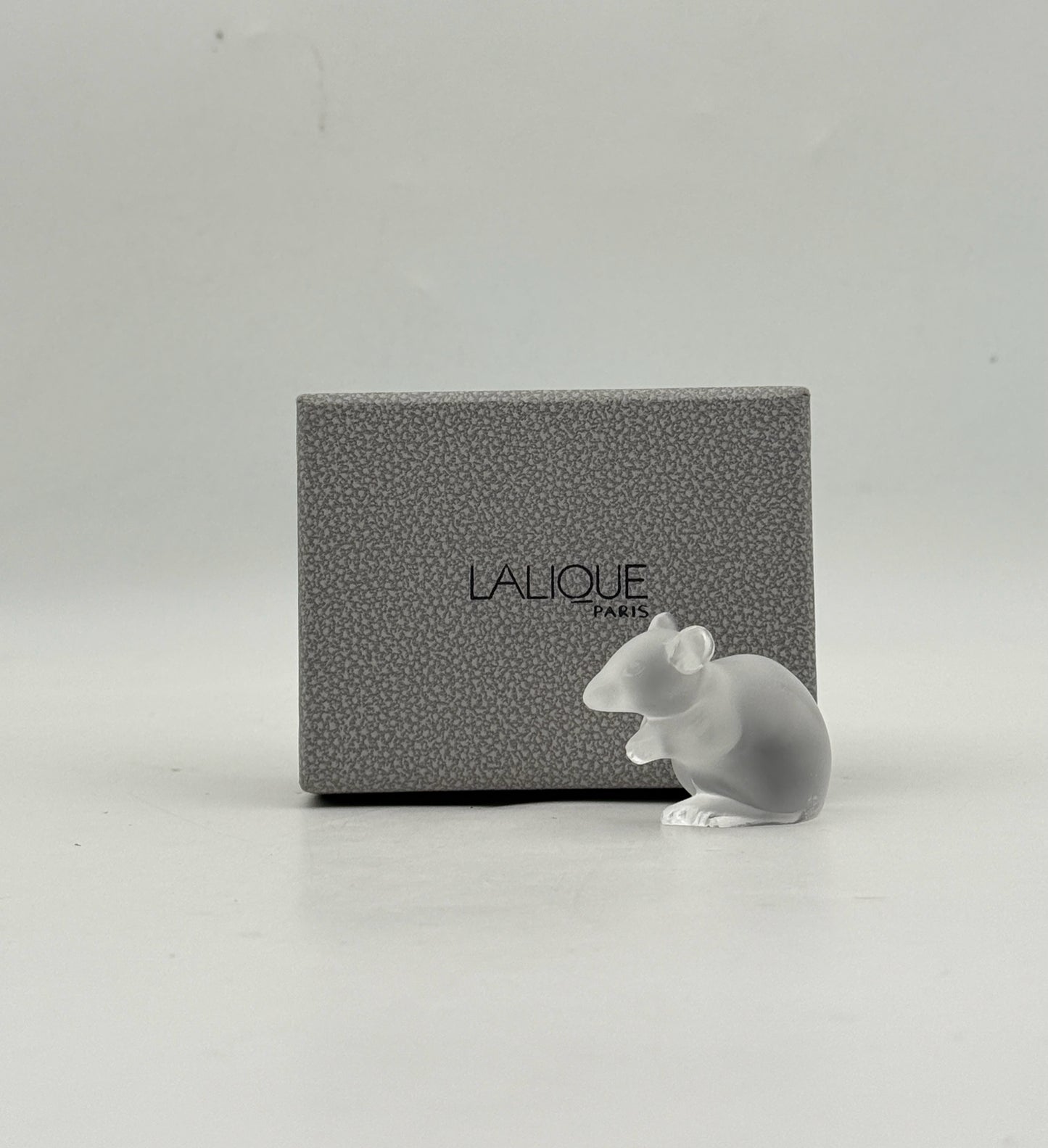 Lalique Crystal Mouse Figurine With Box
