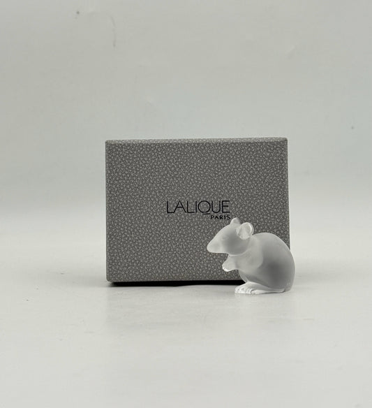 Lalique Crystal Mouse Figurine With Box
