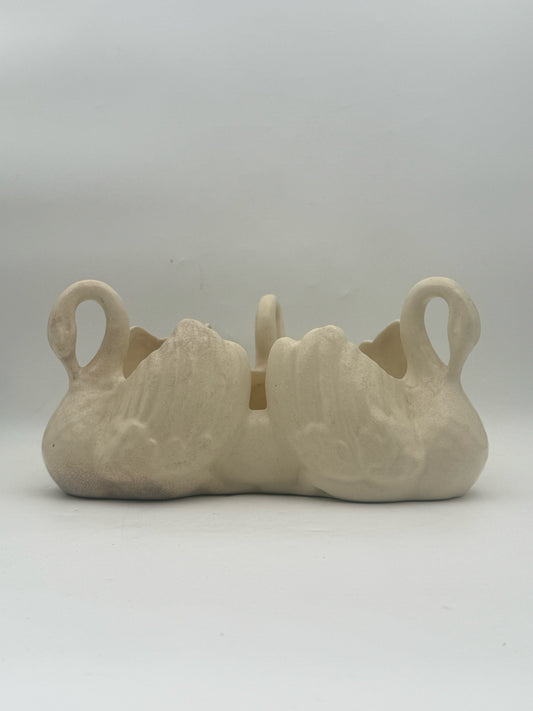 Vintage White Swan Flower Pot