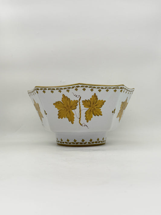 Octagonal White And Olive Green Bowl Made In Italy
