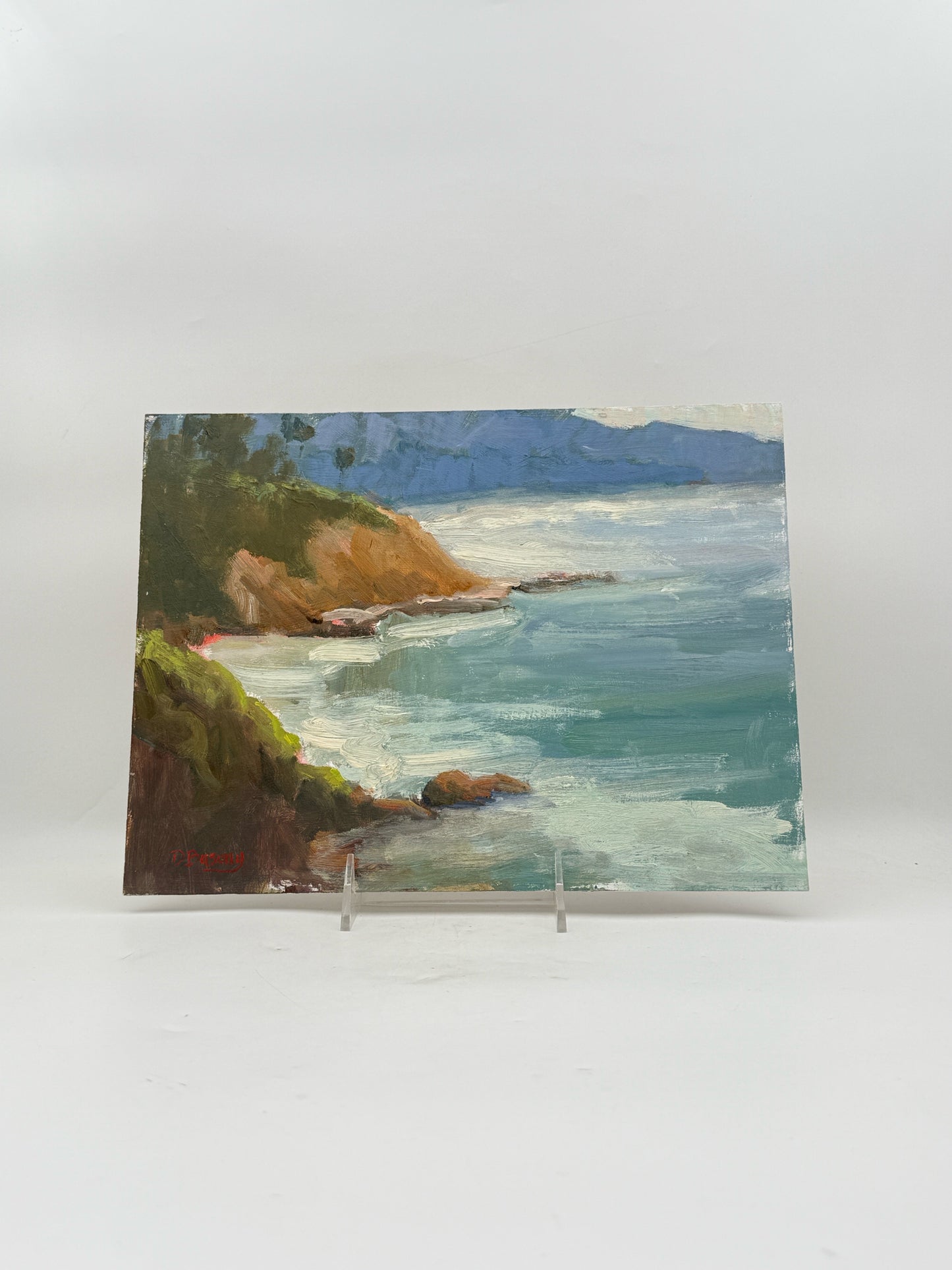California Coast Seascape Oil On Board Painting By D. Busony