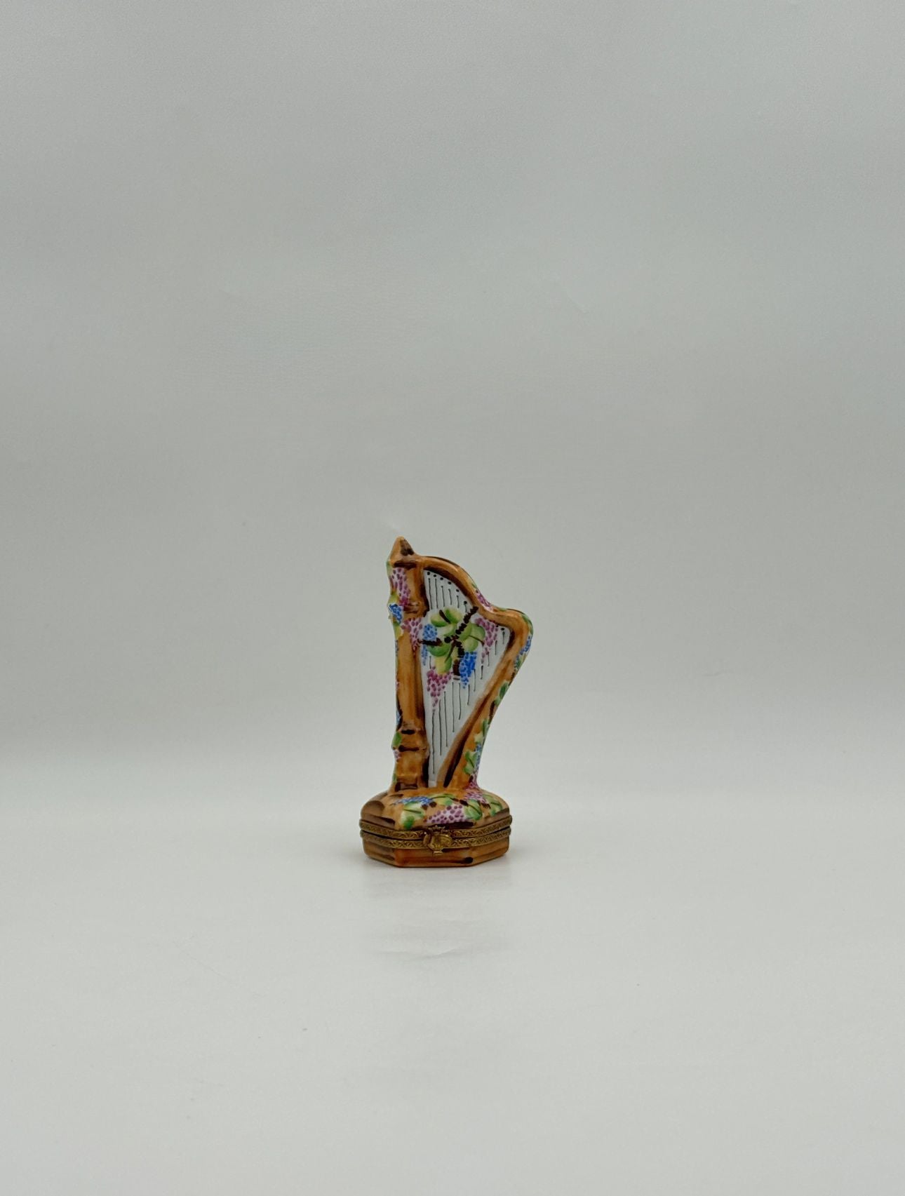 Limoges France Hand Painted Harp Porcelain Trinket Box Art Gift