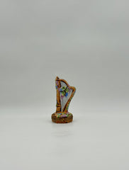 Limoges France Hand-Painted Harp Porcelain Trinket Box