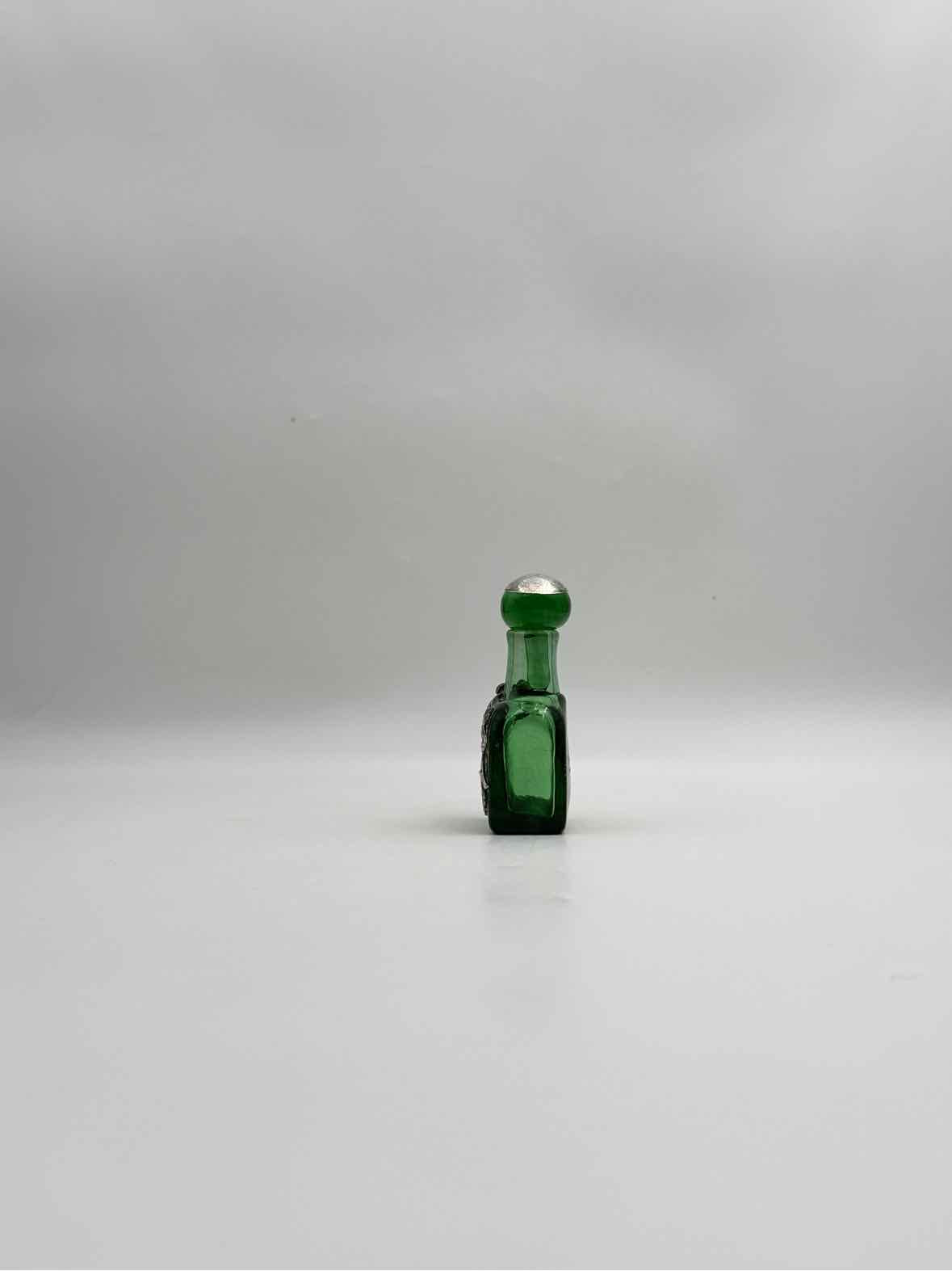 Antique Green Perfumer With Sterling Silver Overlay