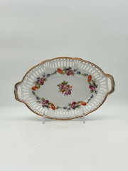 Vintage German Pierced Bowl With Floral Details