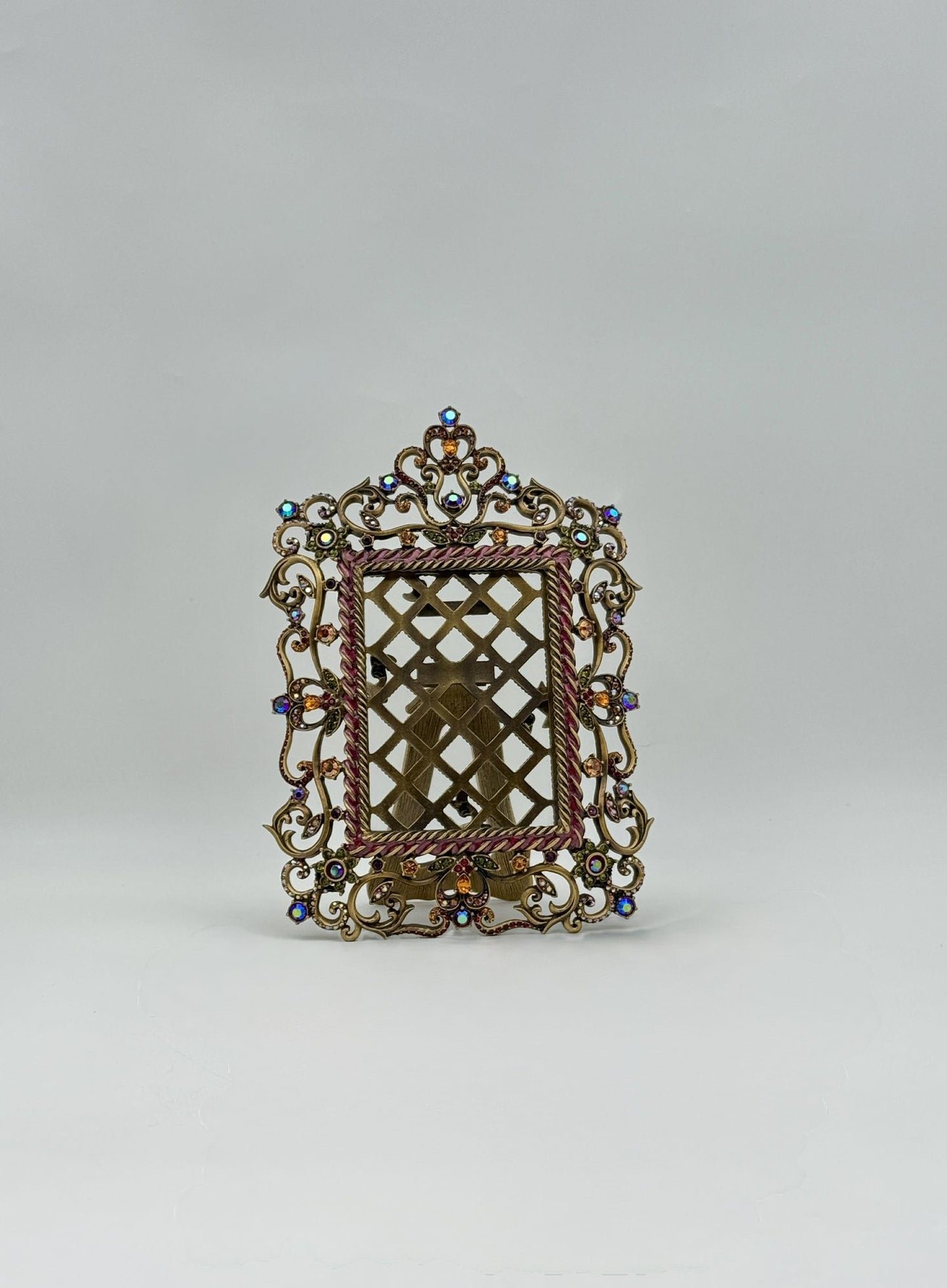 Jay Strongwater Scrollwork Frame Gold w/ Multicolor Swarovski Crystals