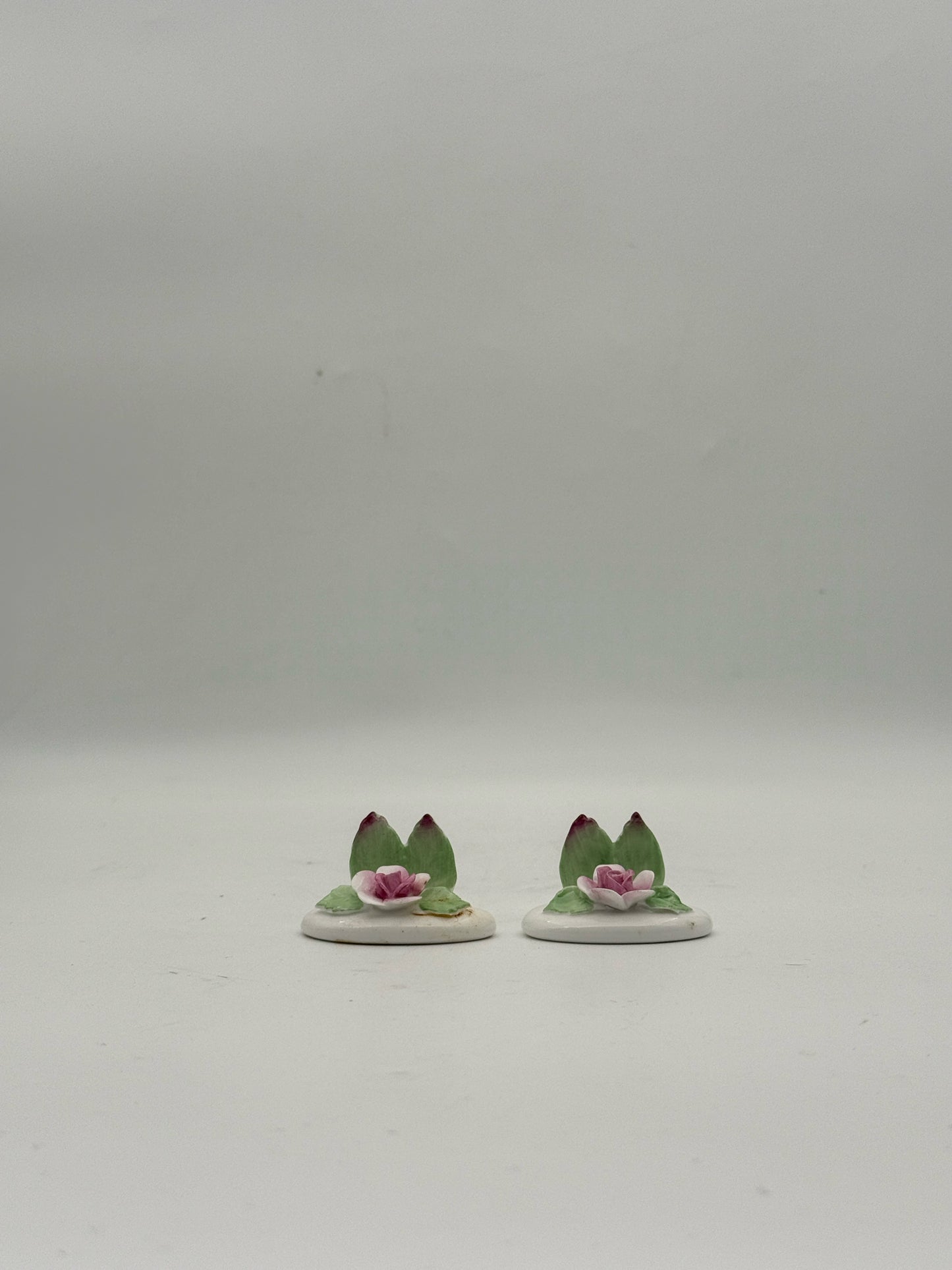 Vintage Porcelain Flower Placecard Holders- Set Of 12