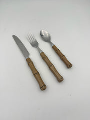 Bamboo Knife, Fork, And Spoon Set- Service For 10