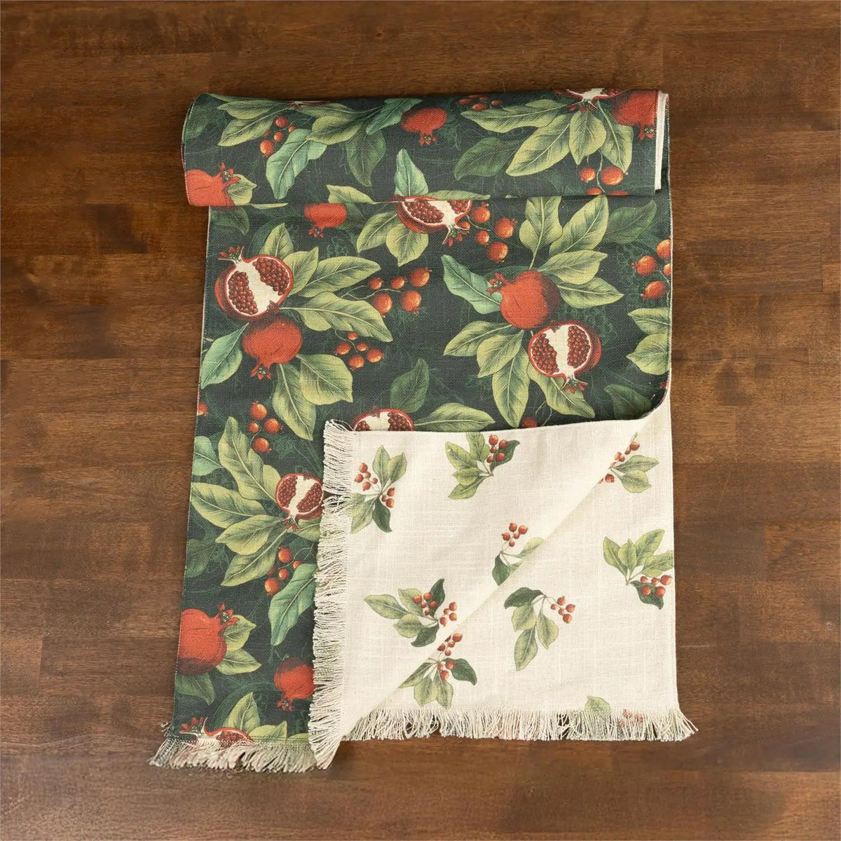Reversible Pomegranate And Holly Table Runner