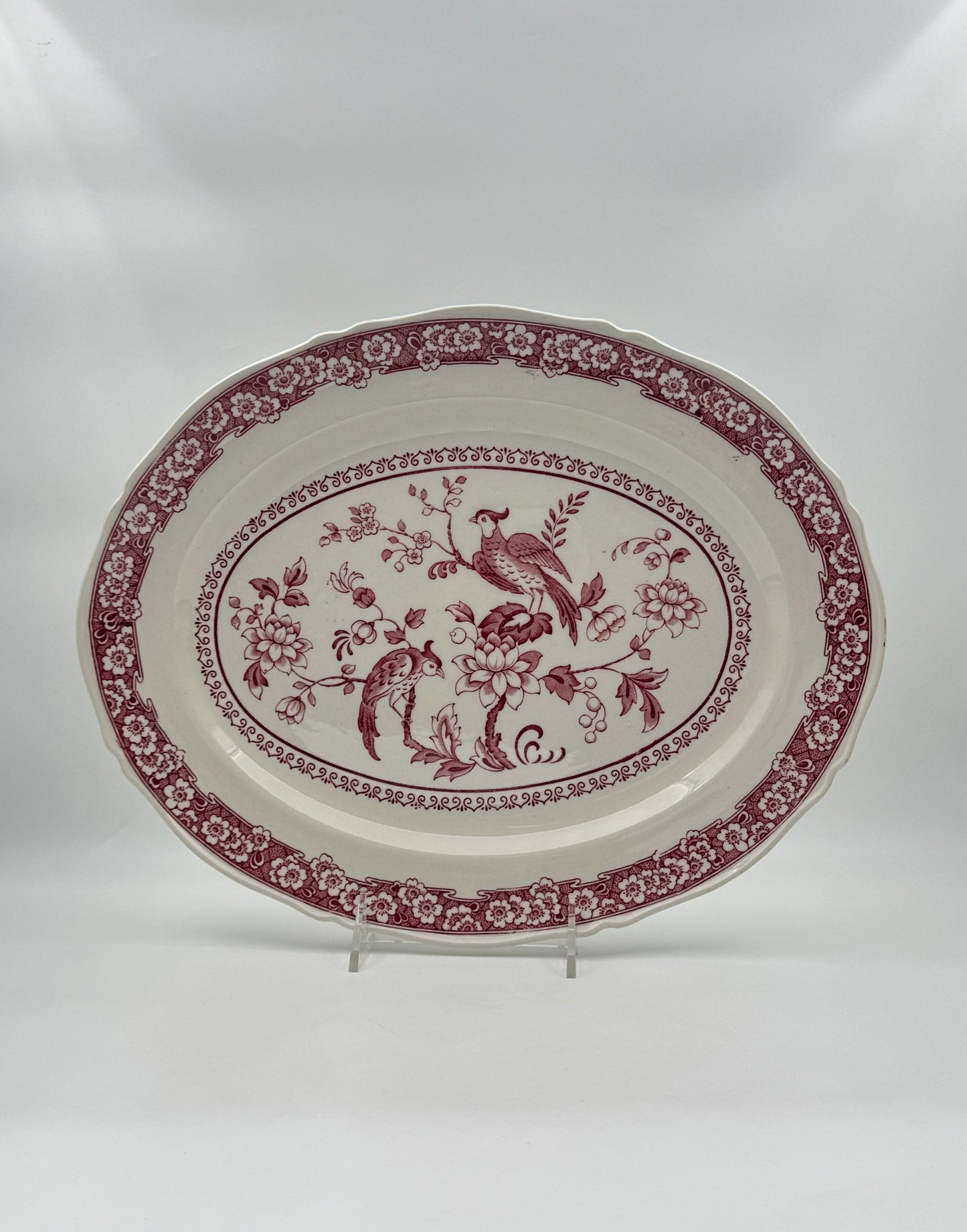 Red & White Transferware Platter – "Carmen" Royal Venton Ware by John Steventon & Sons, c.1980