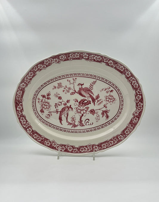 Red & White Transferware Platter – "Carmen" Royal Venton Ware by John Steventon & Sons, c.1980
