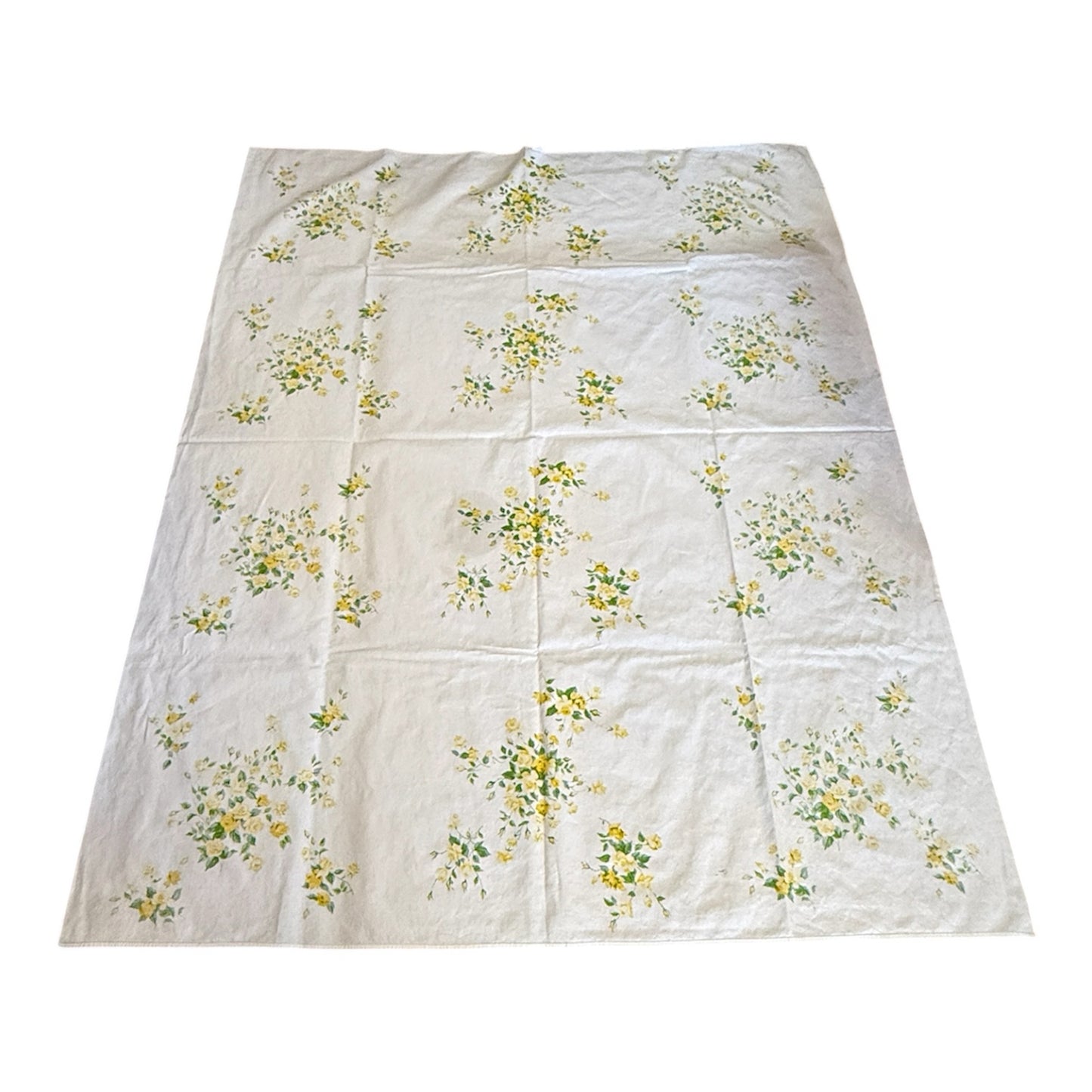 Vintage Yellow Roses Print Tablecloth
