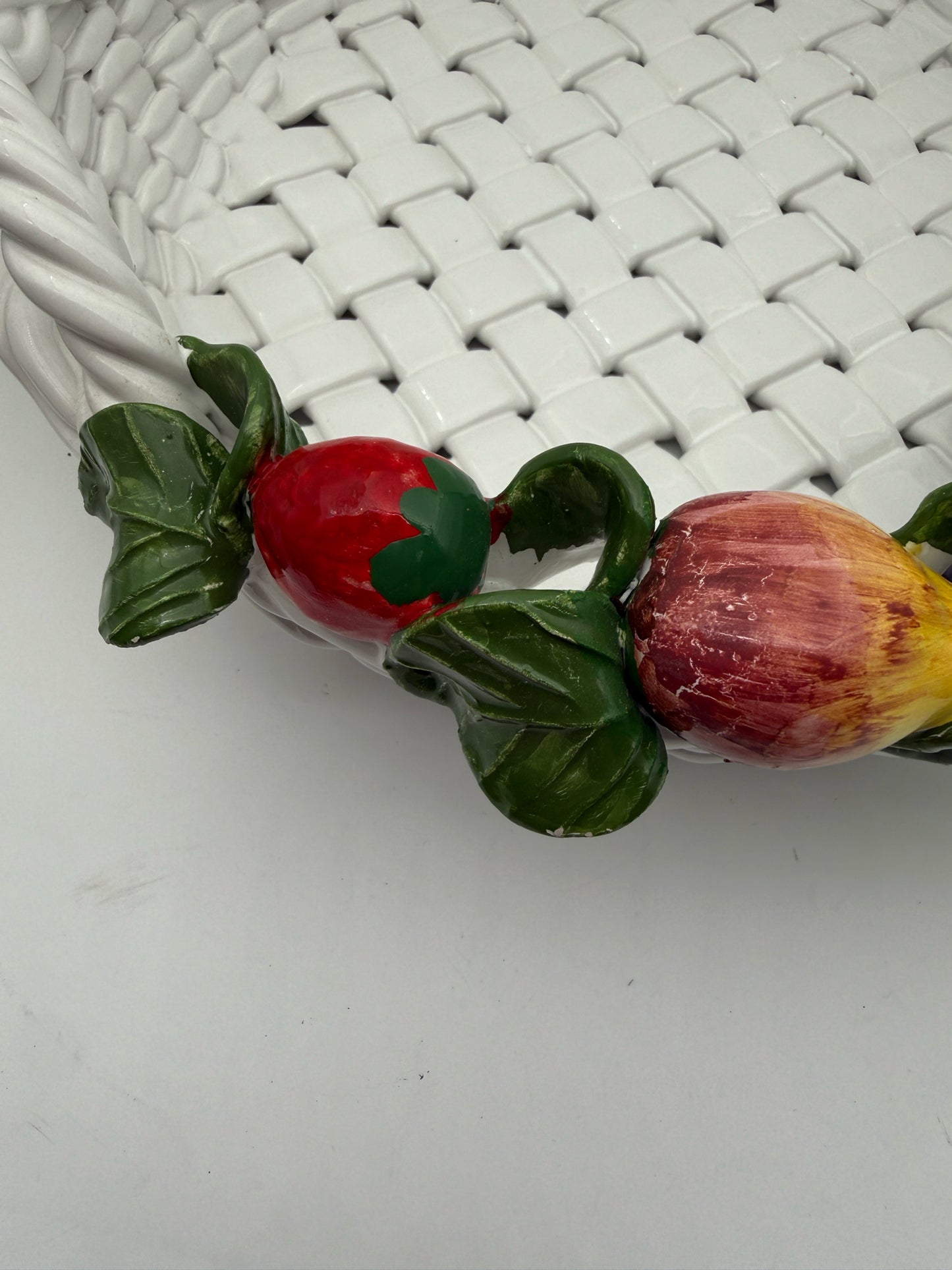 Intrada White Ceramic Basket Centerpiece Bowl Made In Italy