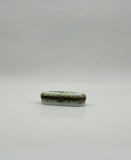 Limoges France Rochard Hand-Painted Needle Case Porcelain Box