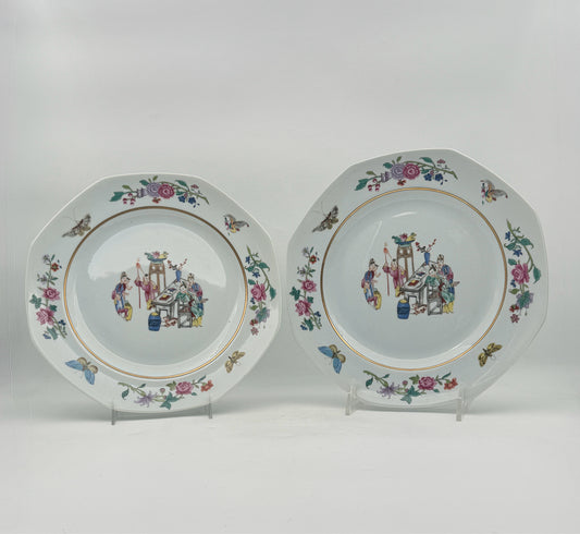Mottahedeh Pair Of Chinoiserie Plates Made In Portugal