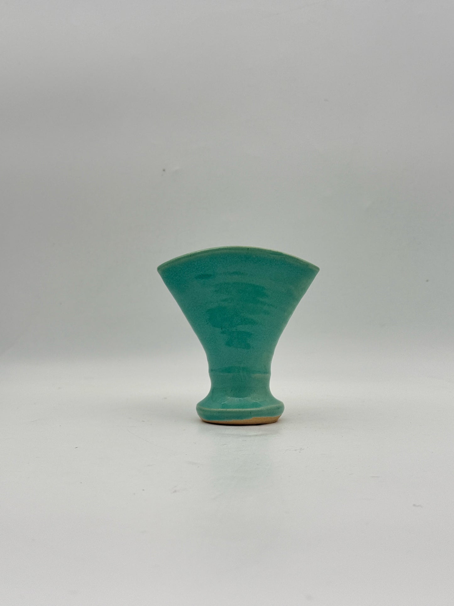 Vintage California Pottery Turquoise Fan Vase