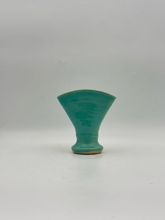 Vintage California Pottery Turquoise Fan Vase