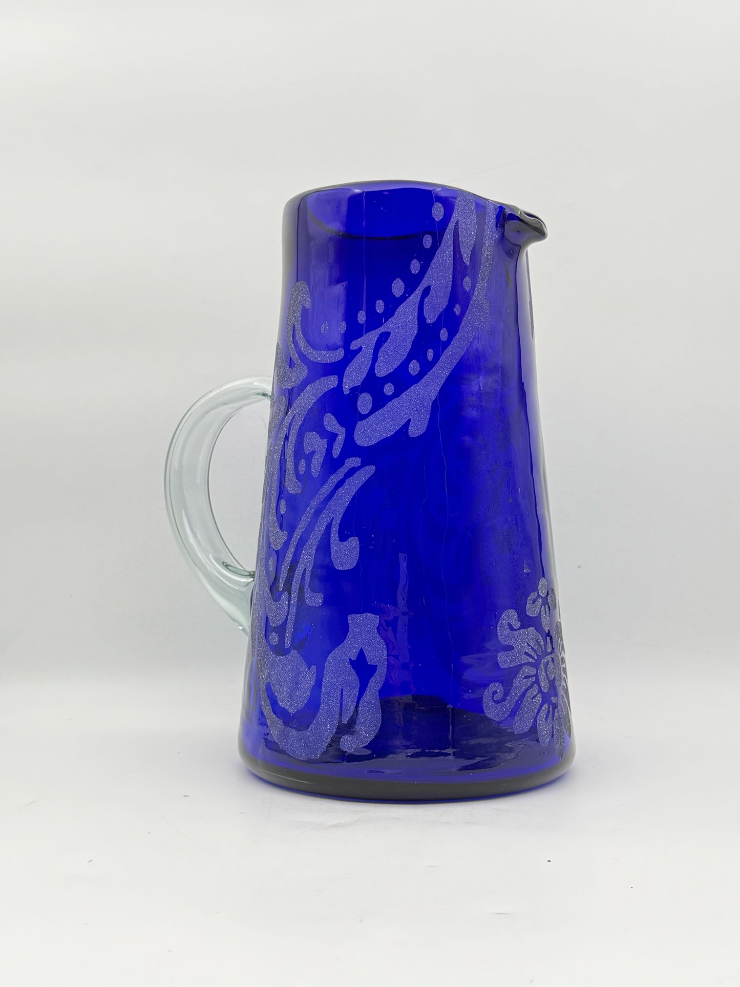Handblown Cobalt Blue Glass Pitcher