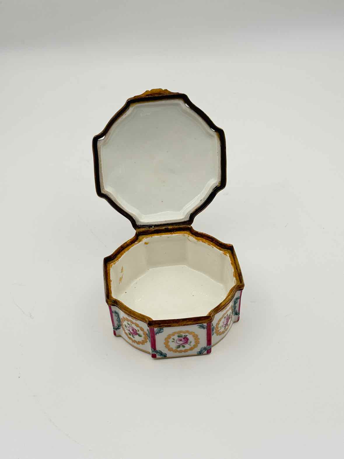 Vintage Samson Porcelain Trinket Box Pink Roses Garland France Art