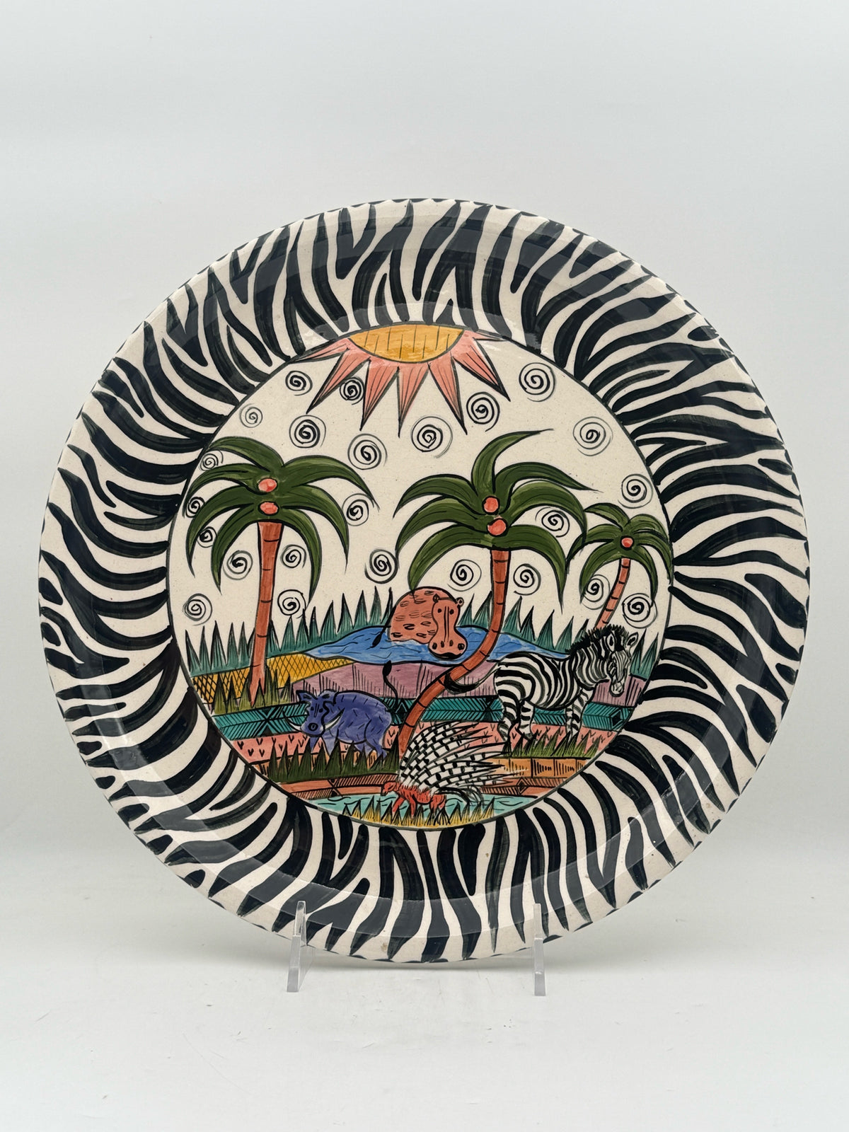 Penzo Zimbabwe Handpainted African Animals Platter